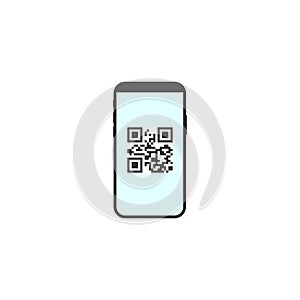 Smartphone, QR code icon. Vector illustration, flat design