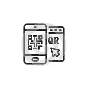 Smartphone QR code line icon