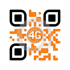 Smartphone readable QR code with 4G yellow icon