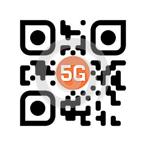 Smartphone readable QR code with 5G icon