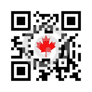 Smartphone readable QR code with Canadian maple leaf icon