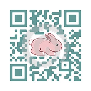 Smartphone readable QR code Happy Easter with rabbit icon