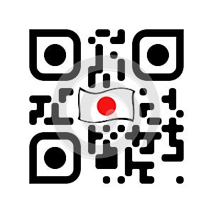 Smartphone readable QR code with Japan flag icon