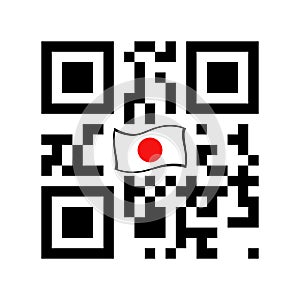 Smartphone readable QR code with Japan flag icon