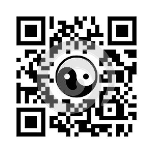 Smartphone readable QR code Keep calm and balance with Yin Yang symbol