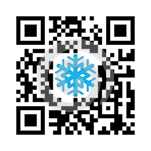 Smartphone readable QR code Merry Christmas with snowflake icon