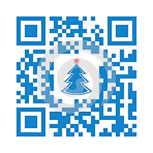 Smartphone readable QR code Merry Christmas with xmas tree icon