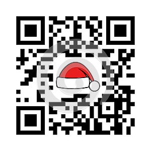 Smartphone readable QR code Merry Xmas and Happy New Year with Santa hat