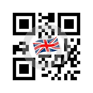 Smartphone readable QR code with UK flag icon