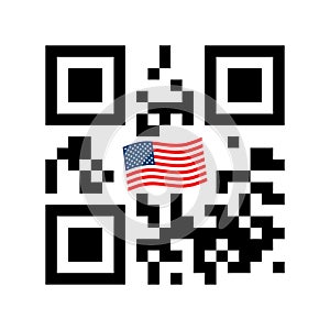 Smartphone readable QR code with USA flag icon