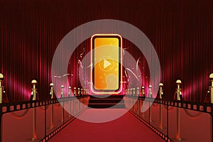 smartphone red carpet entertainment award show social concert live stream. Watching movies cinema online media.