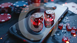 The smartphone with red dice.AI generated image