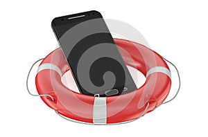 Smartphone with Red Lifebelt