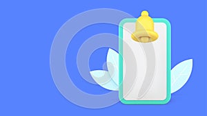 Smartphone reminder alert empty screen button ring bell 3d icon realistic vector illustration