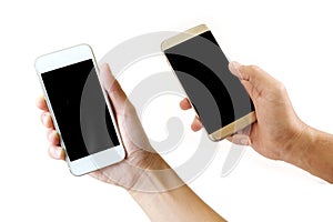 Smartphone in right hand.