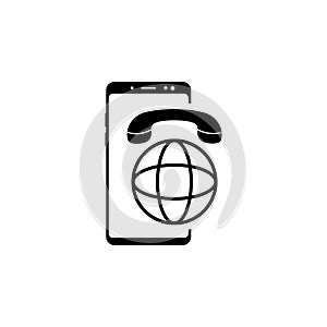 smartphone roaming, world vector icon for websites and mobile minimalistic flat design