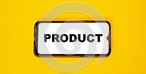 The smartphone says - product. Orange tech template