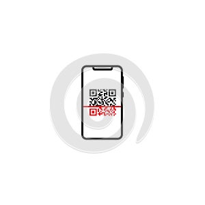 Smartphone scan QR code, mobile phone. Vector icon template
