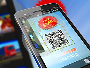 Smartphone scanning QR code