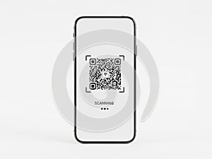 Smartphone scanning qr code isolated on white background