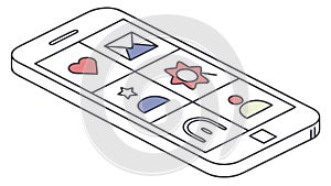 Smartphone Screen with App Icons Isometric View, vector design Generative AI