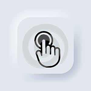 Smartphone screen with clicking finger. Hand pointer icon. Hand touch screen smartphone icon. Cursor icons vector. Neumorphic UI