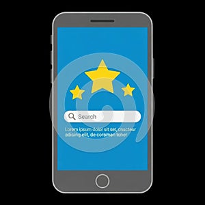 Smartphone display with search and stars