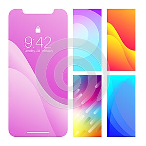 Smartphone screen lock display and abstract colorful wallpaper.