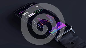 Smartphone App Displaying Health Data and Metrics With a Graph