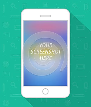 Smartphone screen vector, mobile phone with screenshot, white cellphone