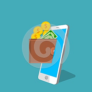 Smartphone screen with wallet and credit cards