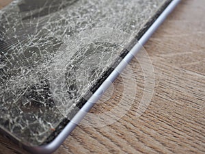 Smartphone screens break from falling ground and space agreement with the concept of accident technology, insurance, repair, maint