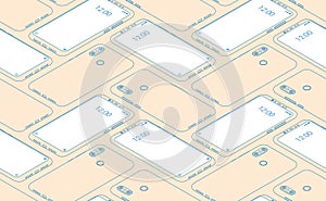 Smartphone seamless flat isometric pattern for background