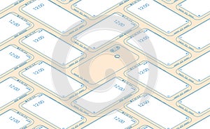 Smartphone seamless flat isometric pattern for background