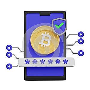 Smartphone Secure Cryptocurrency Adoption Concept 3d Icon