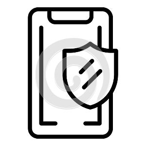 Smartphone security icon outline vector. Stop secure