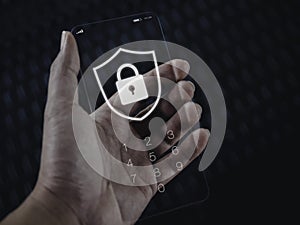 Smartphone security and privacy concept.