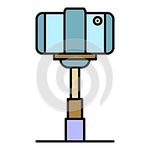 Smartphone selfie stick icon color outline vector