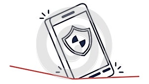 A Smartphone with a Shield Icon Representing Mobile Security Art, vector design Generative AI