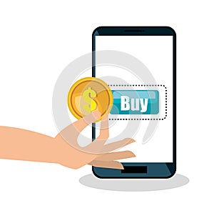 smartphone shopping e-commerce isolated