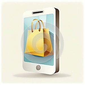 Smartphone Shopping: Flat Design Illustration for E-commerce.