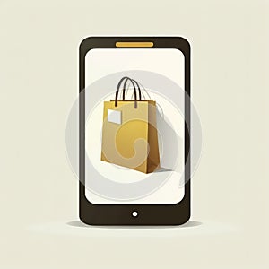 Smartphone Shopping: Flat Design Illustration for E-commerce.