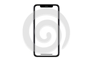 Smartphone similar to iphone 12 pro max with blank white screen.