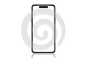 Smartphone similar to iphone 14 with blank white screen for Infographic Global Business Marketing Plan, mockup model similar to iP