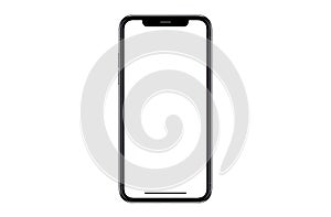 Smartphone similar to iphone 12 pro max with blank white screen. photo