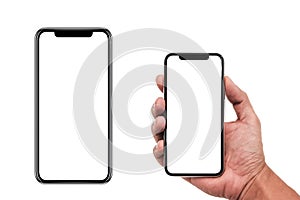 Smartphone similar to iphone xs max with blank white screen