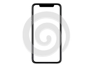 Smartphone similar to iphone xs max with blank white screen for Infographic Global Business Marketing investment Plan photo