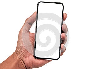 Smartphone similar to iphone xs max with blank white screen for Infographic Global Business Marketing Plan , mockup model similar