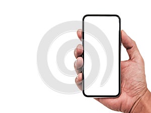 Smartphone similar to iphone xs max with blank white screen for Infographic Global Business Marketing Plan , mockup model similar