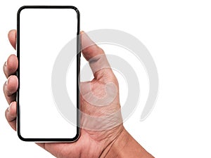 Smartphone similar to iphone xs max with blank white screen for Infographic Global Business Marketing Plan , mockup model similar